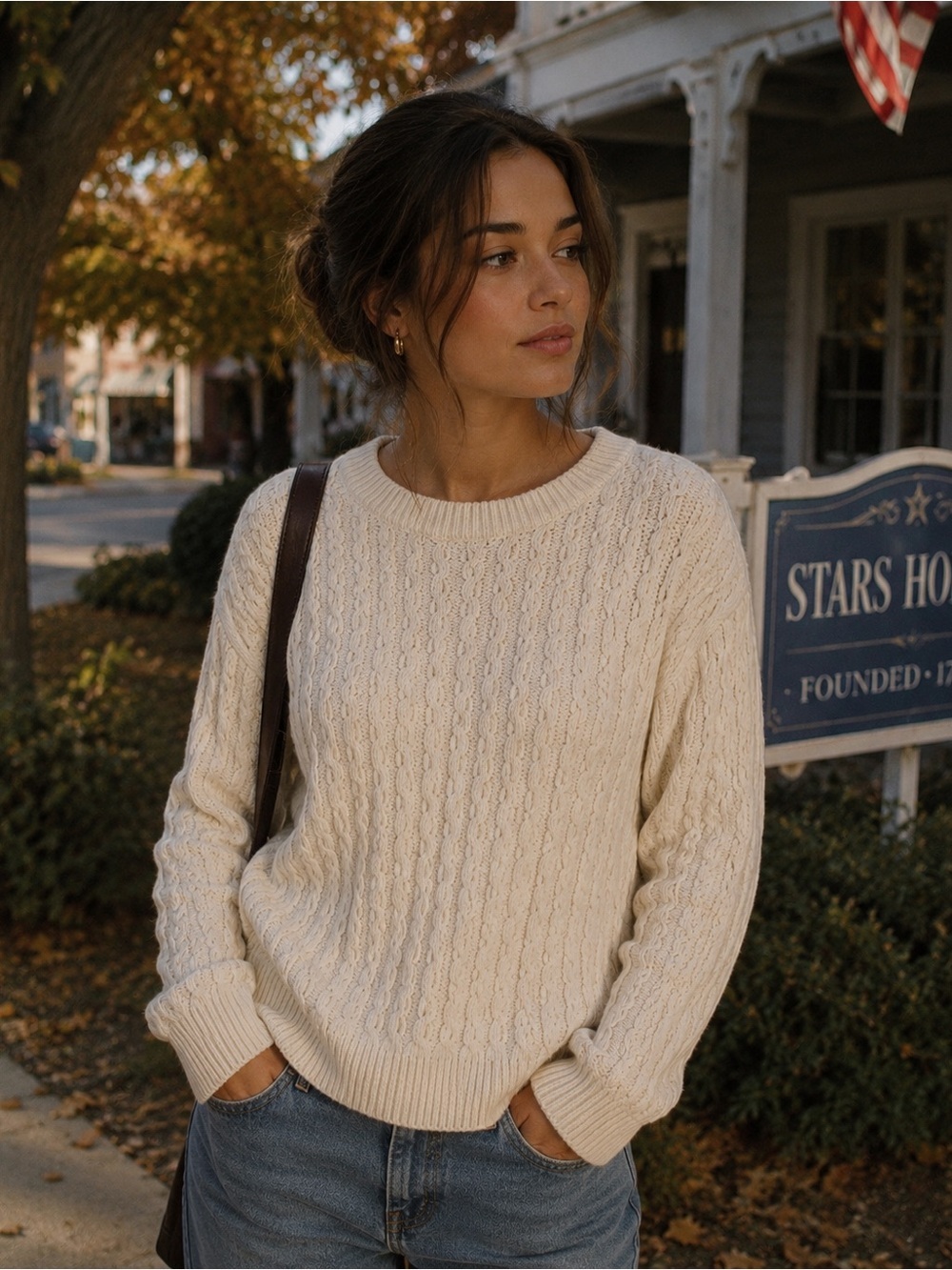 Zara Cable Knit Sweater XL Rory Gilmore Coastal Grandpa Cream Knit Wool Blend